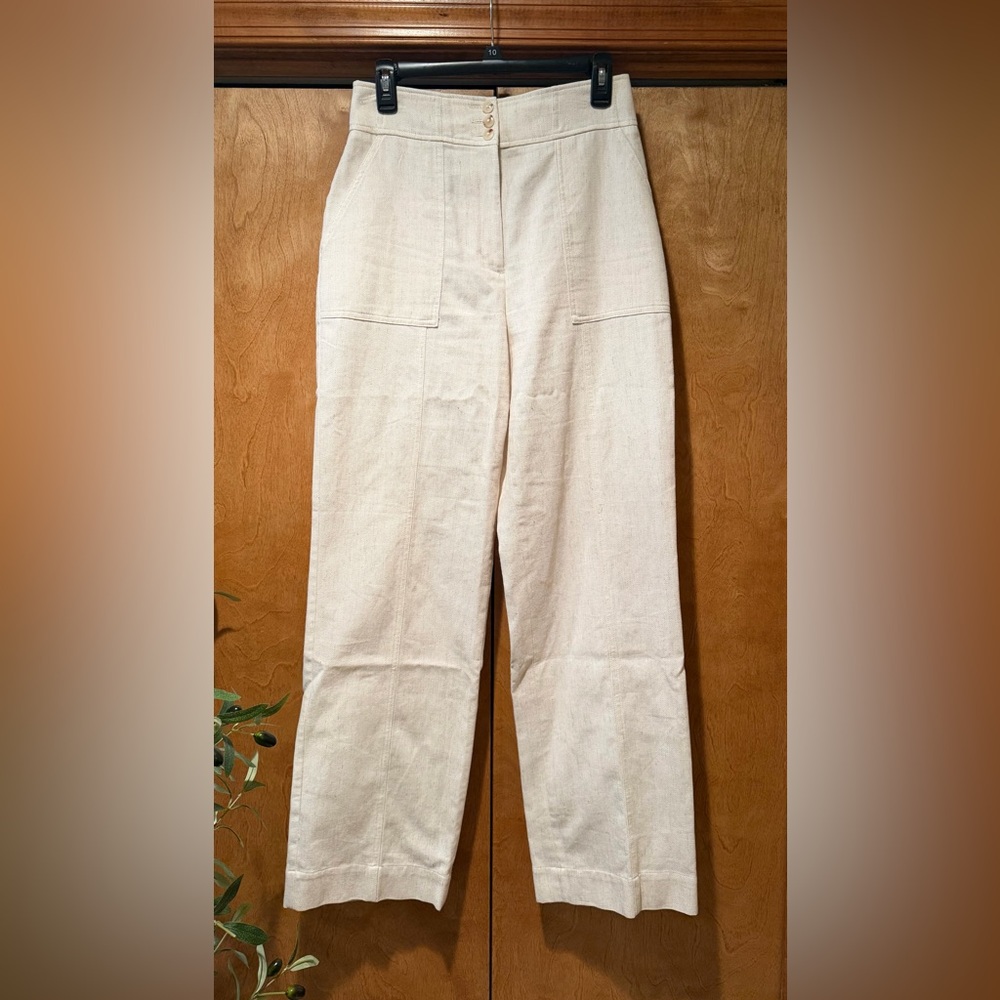 Express Women’s Wide Leg High Rise Natural Cream Pants Size 6R Like New